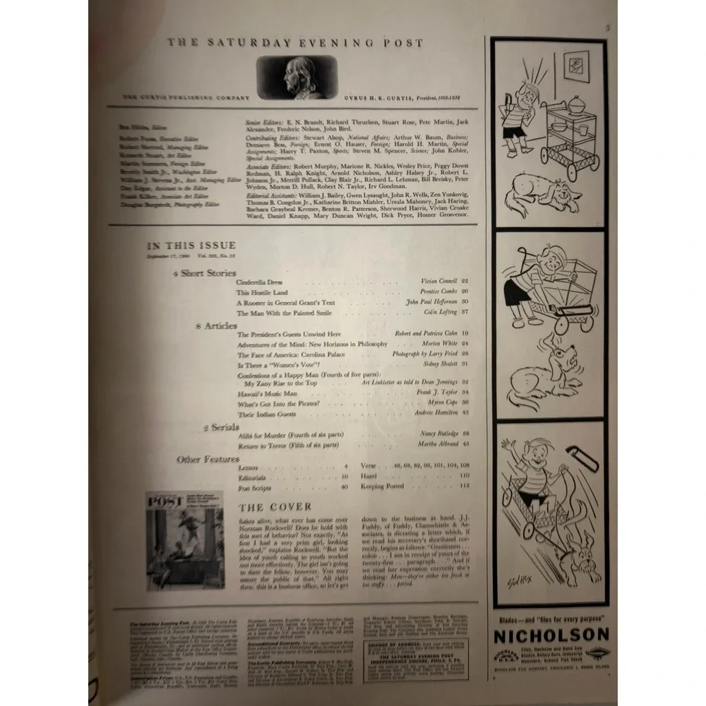 The Saturday Evening Post September 17, 1960; Blair House, Women's Vote READ